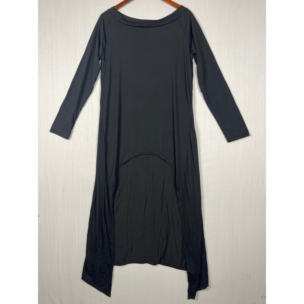 Dramatic High Low Hem Maxi Tunic Women XXXL Black‎ Long Sleeve Goth Witchy
